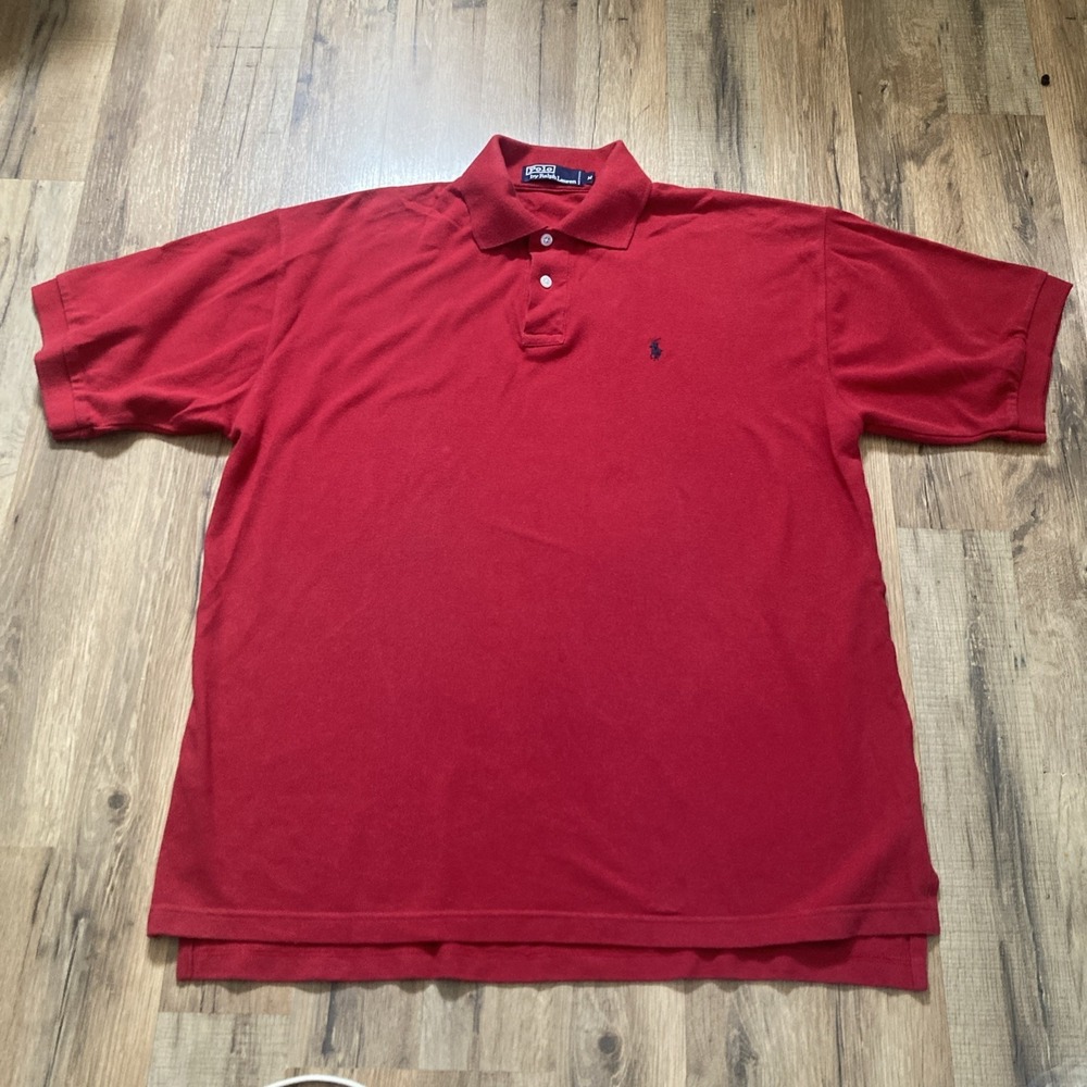 Polo Ralph Lauren Polo Shirt Red Size M Pony 100% Cotton Preppy Men's Vintage